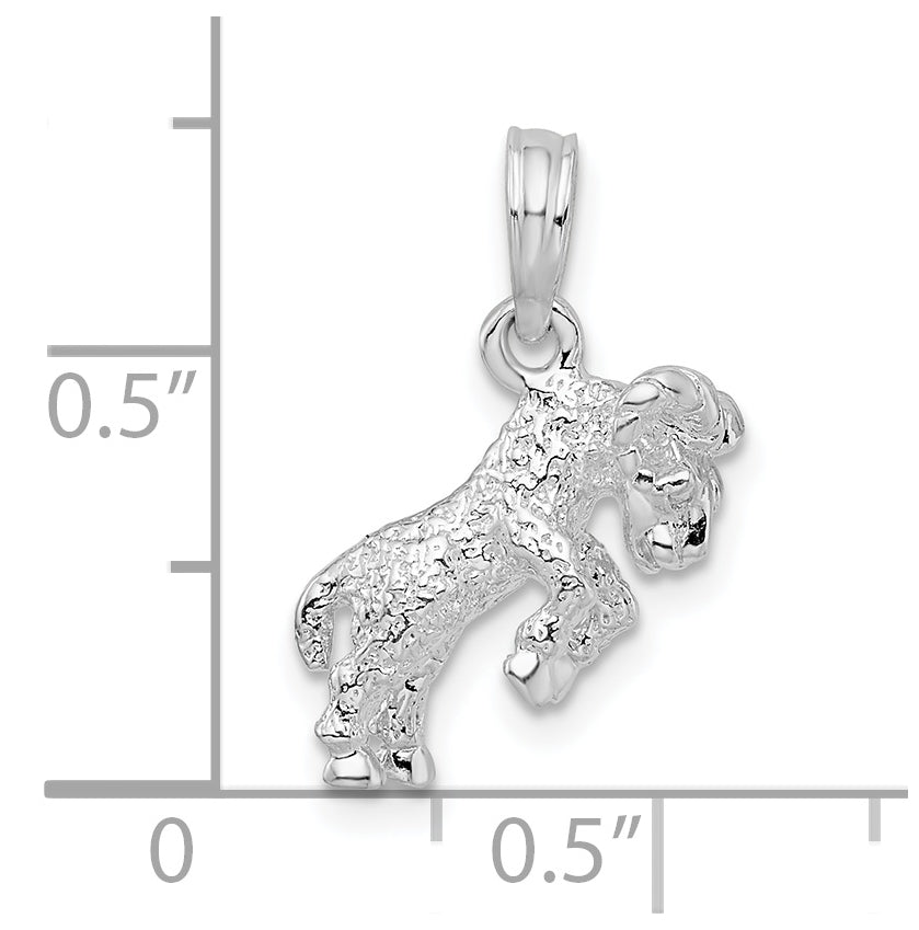 De-Ani Sterling Silver Rhodium plated Polished 3D Aries Zodiac Pendant