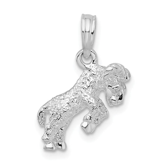 De-Ani Sterling Silver Rhodium plated Polished 3D Aries Zodiac Pendant