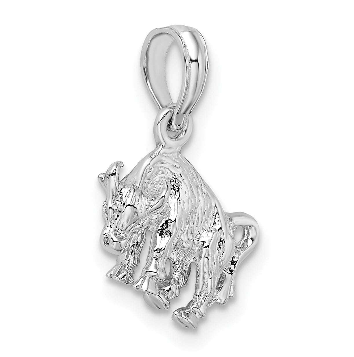 De-Ani Sterling Silver Rhodium plated Polished 3D Taurus Zodiac Pendant