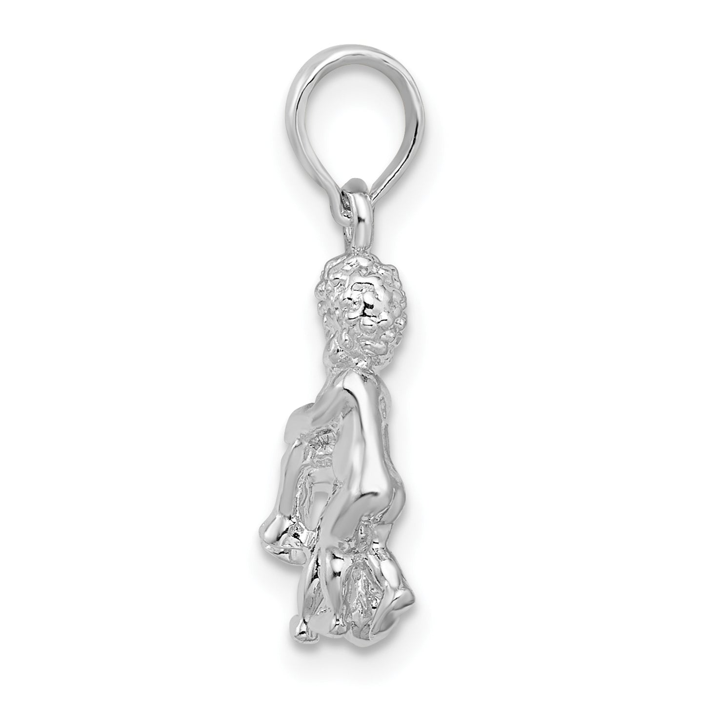 De-Ani Sterling Silver Rhodium plated Polished 3D Gemini Zodiac Pendant