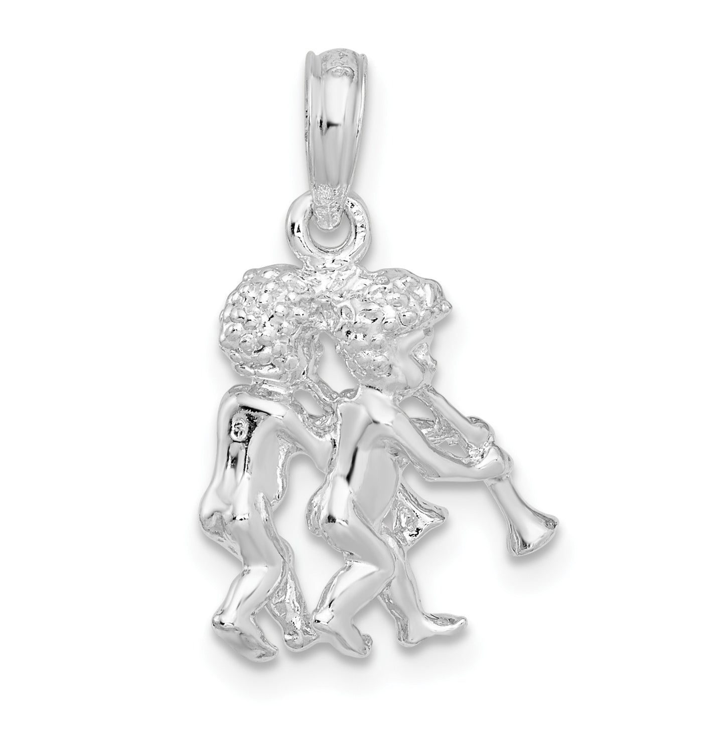 De-Ani Sterling Silver Rhodium plated Polished 3D Gemini Zodiac Pendant