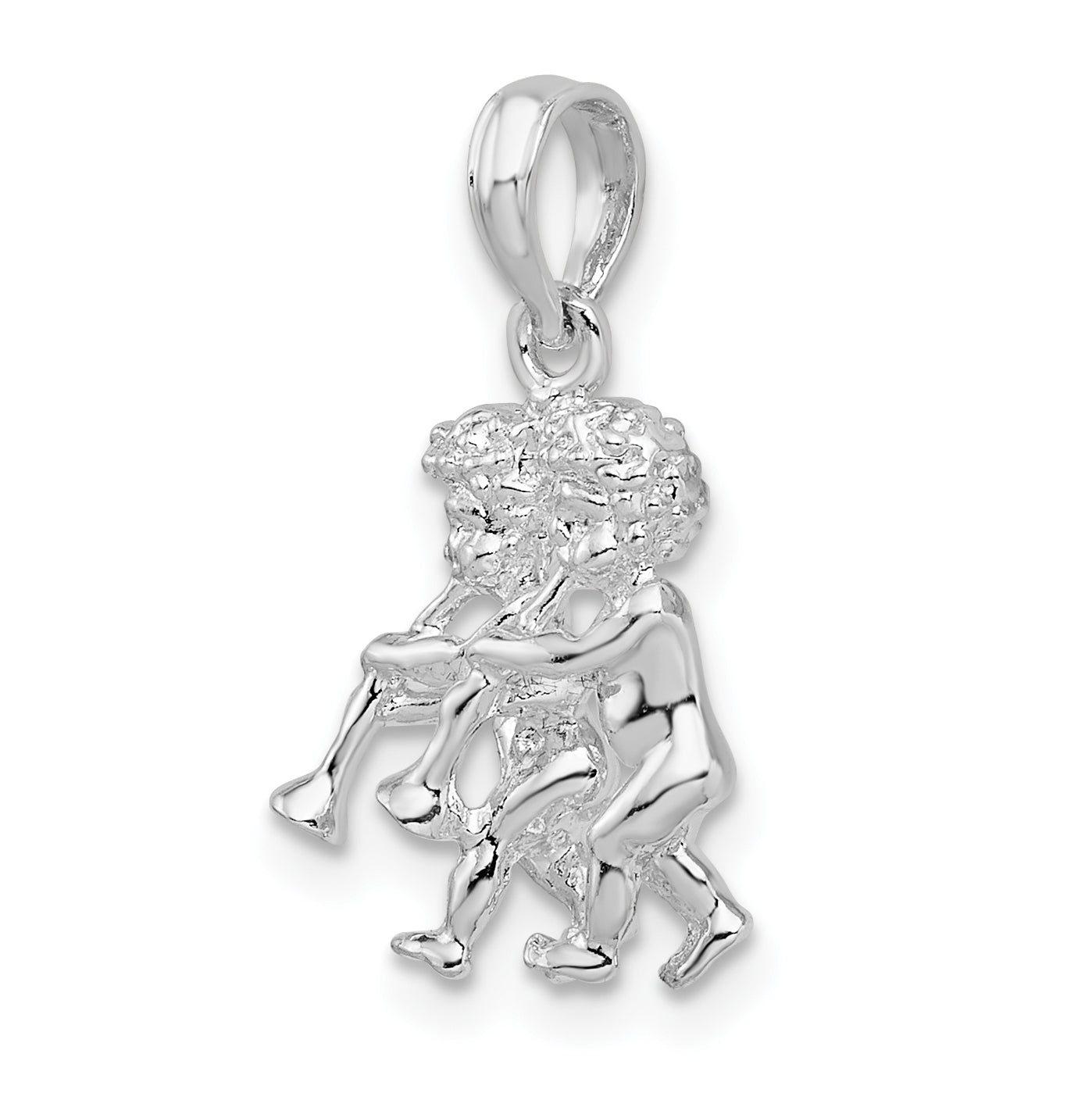 De-Ani Sterling Silver Rhodium plated Polished 3D Gemini Zodiac Pendant