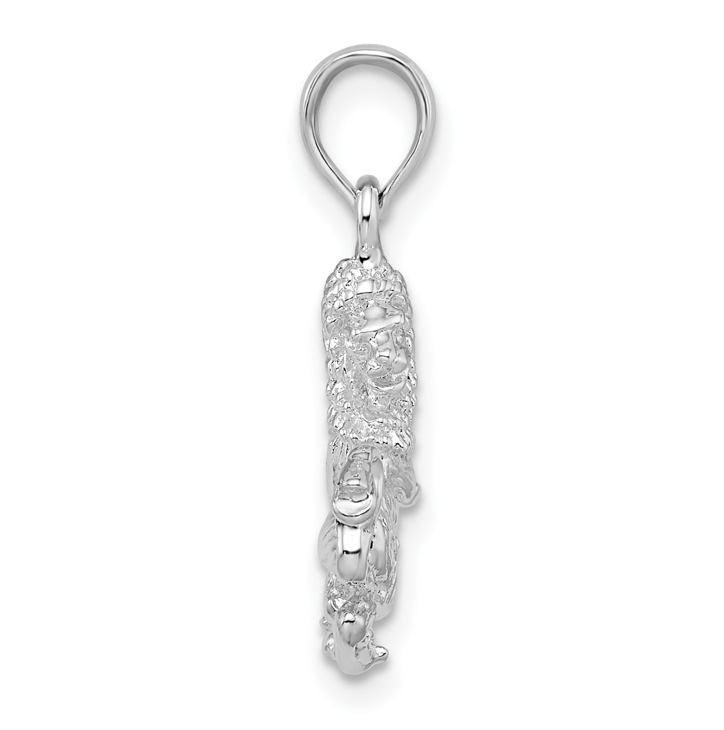 De-Ani Sterling Silver Rhodium plated Polished 3D Leo Zodiac Pendant