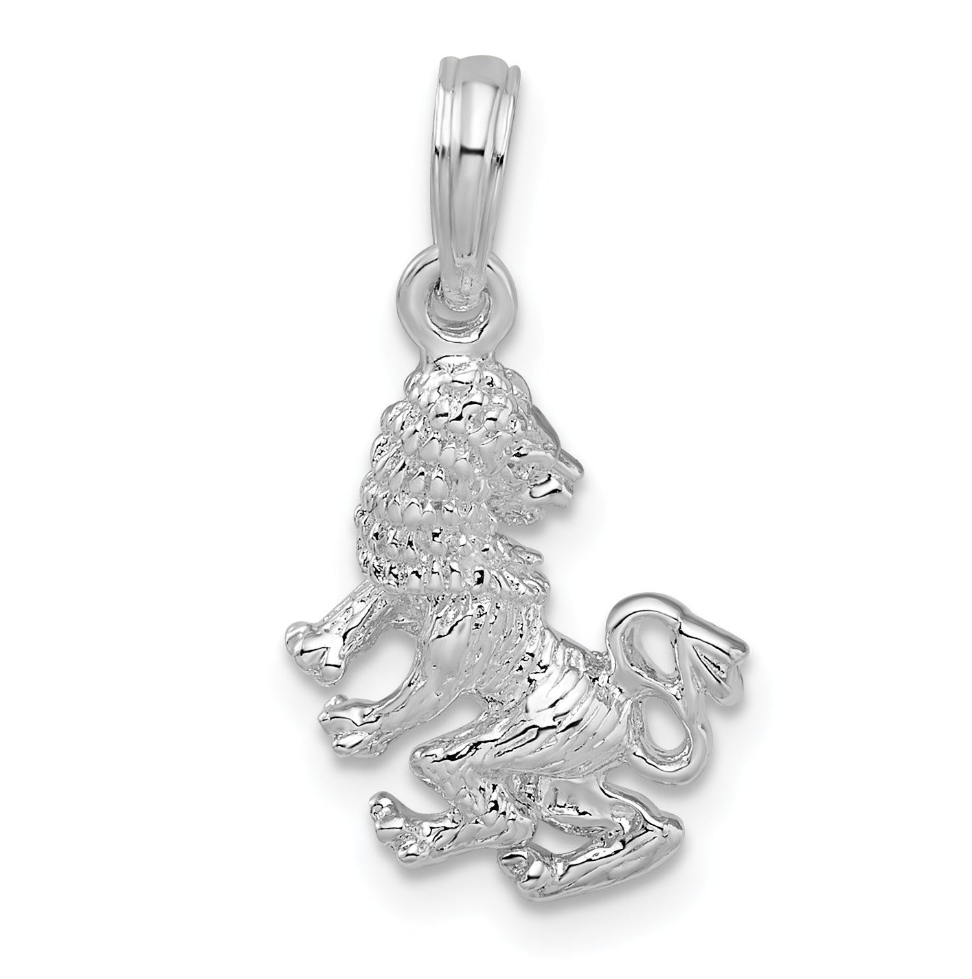 De-Ani Sterling Silver Rhodium plated Polished 3D Leo Zodiac Pendant