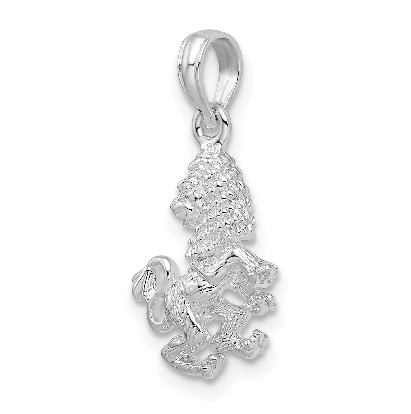 De-Ani Sterling Silver Rhodium plated Polished 3D Leo Zodiac Pendant