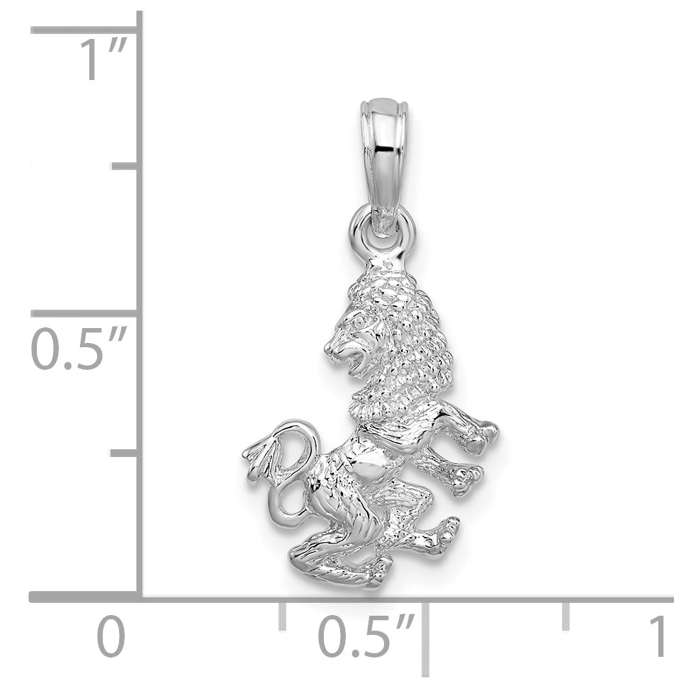 De-Ani Sterling Silver Rhodium plated Polished 3D Leo Zodiac Pendant