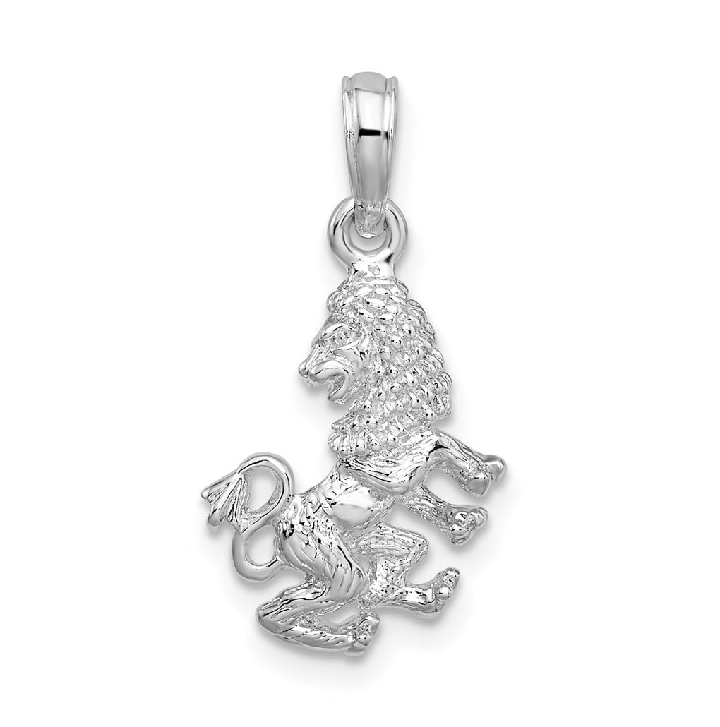 De-Ani Sterling Silver Rhodium plated Polished 3D Leo Zodiac Pendant