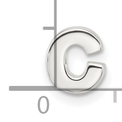 Sterling Silver E-coated Letter C Slide Charm