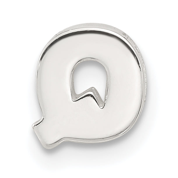 Sterling Silver E-coated Letter Q Slide Charm