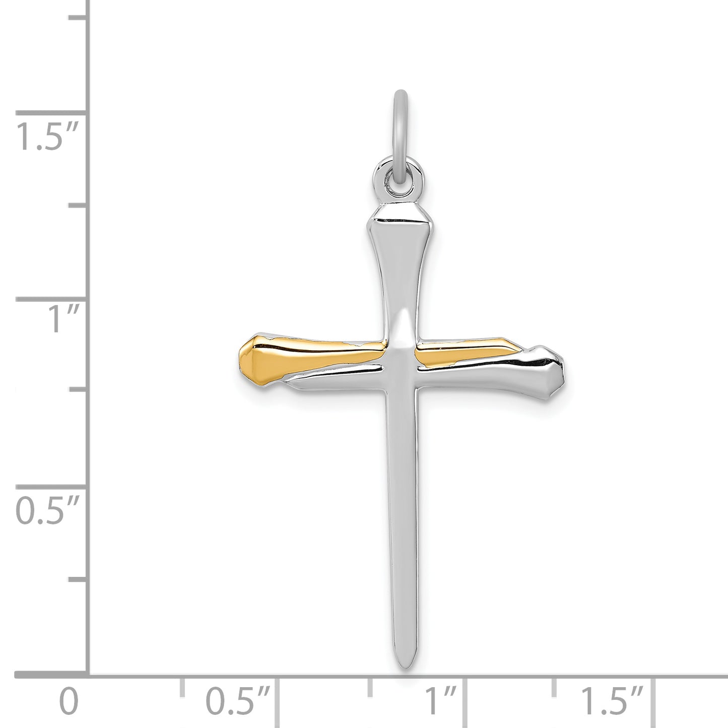 Sterling Silver Rhodium plated & Vermeil Nail Cross Pendant