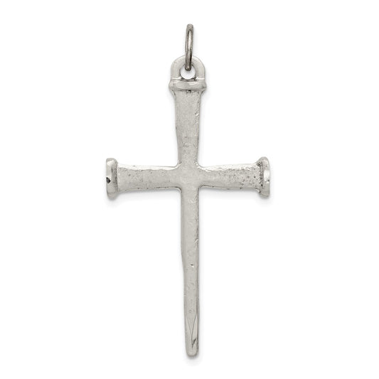 Sterling Silver Antiqued Nail Cross Pendant