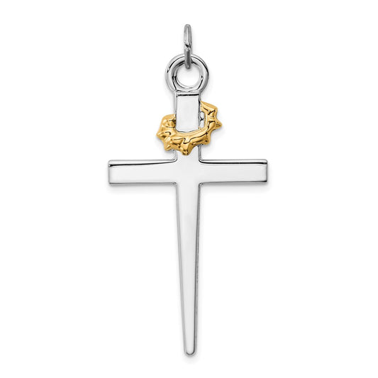 Sterling Silver Rhodium plated & 18k Gold plated Cross Pendant