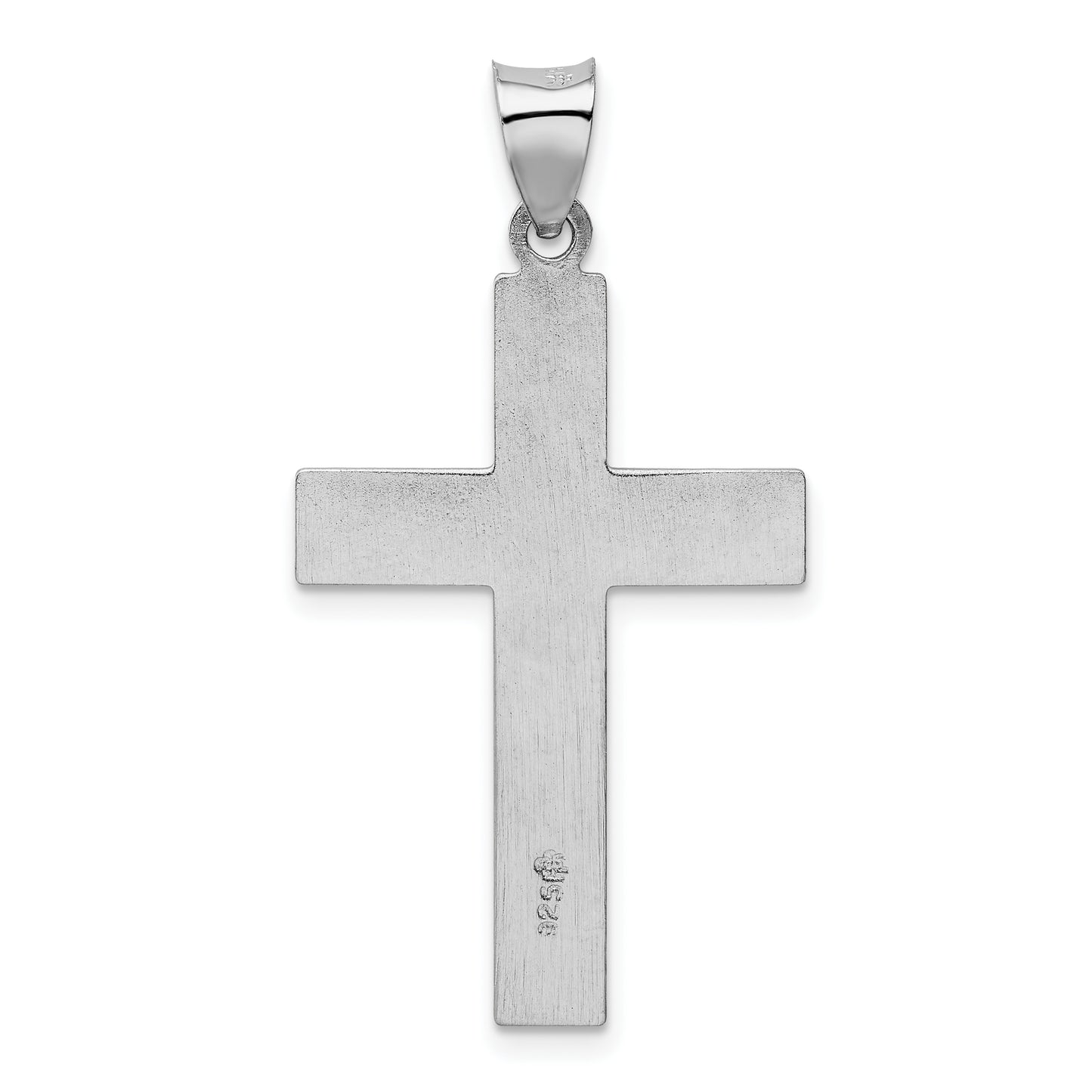 Sterling Silver Rhodium plated Satin & Polished Latin Cross Pendant