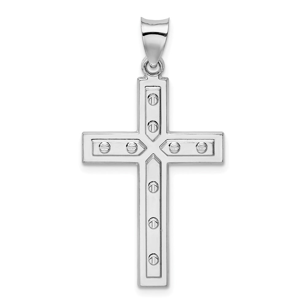 Sterling Silver Rhodium plated Satin & Polished Latin Cross Pendant