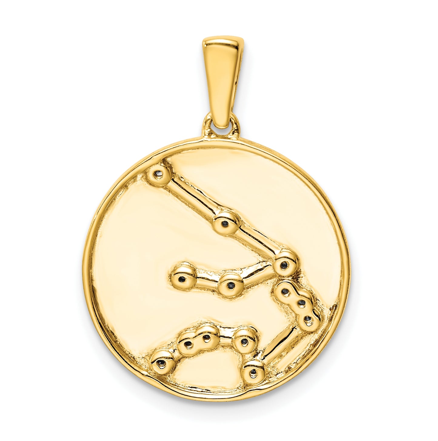 Sterling Silver Gold plated & Cubic Zirconia Aquarius Zodiac Pendant