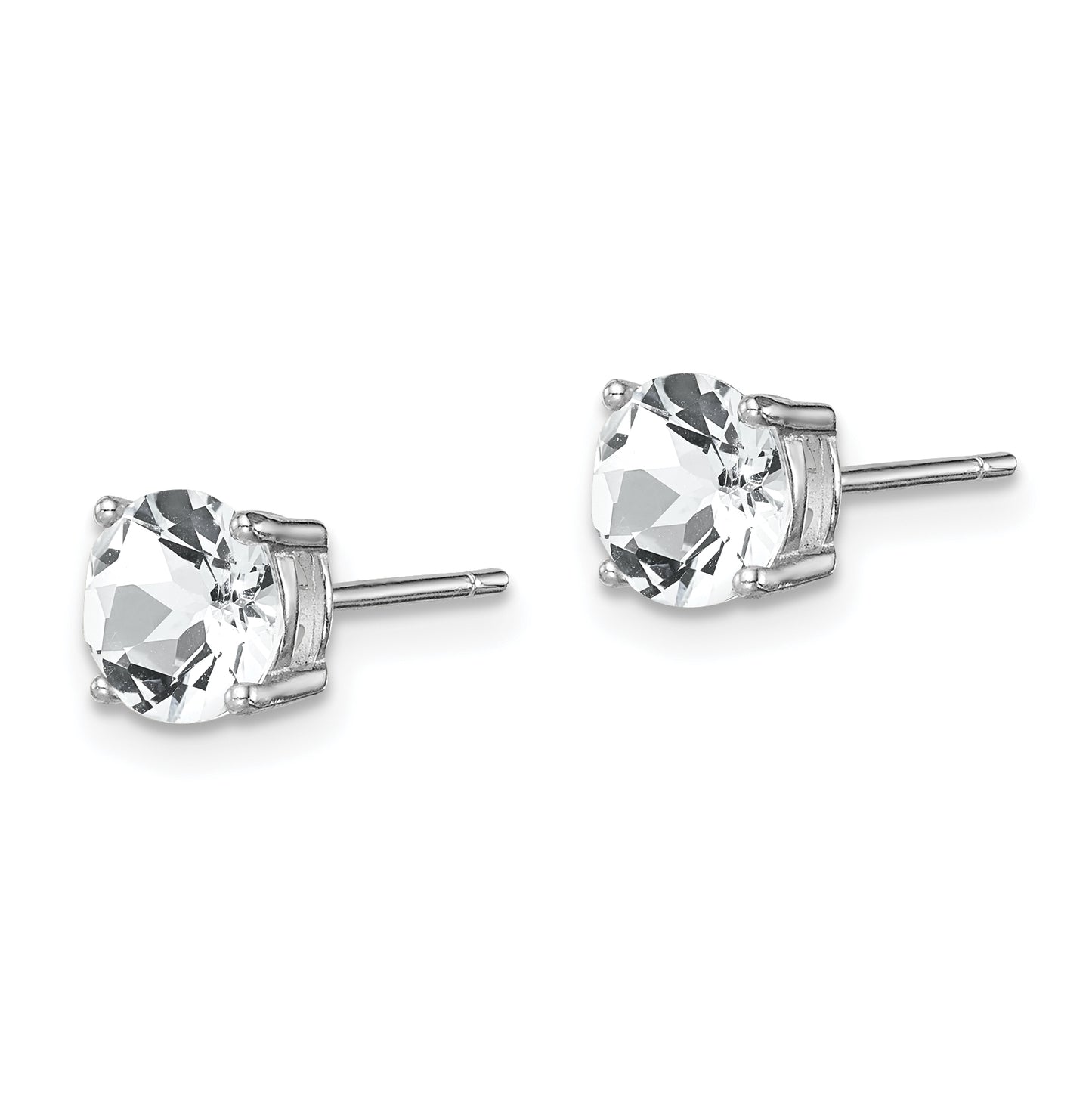 Sterling Silver Rhodium Plated Clear Crystal Birthstone Earrings