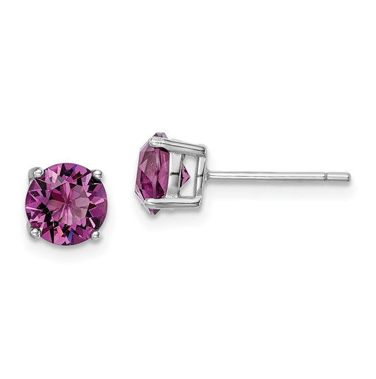 Sterling Silver Rhodium Plated Purple Crystal Birthstone Earrings