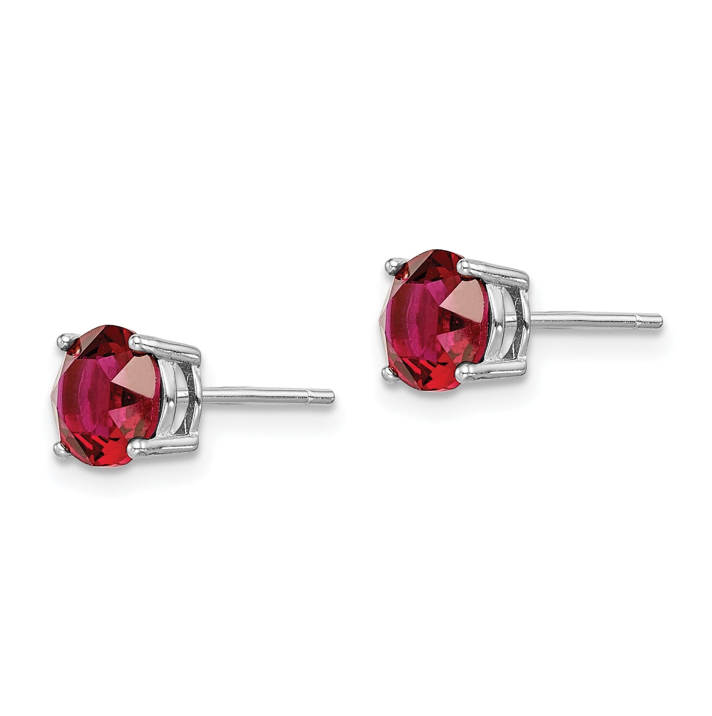 Sterling Silver Rhodium Plated Red Crystal Birthstone Earrings