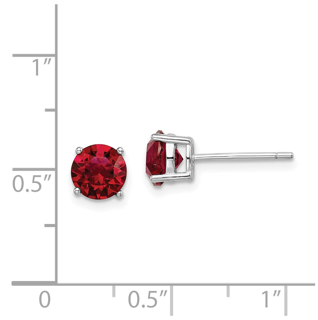 Sterling Silver Rhodium Plated Red Crystal Birthstone Earrings