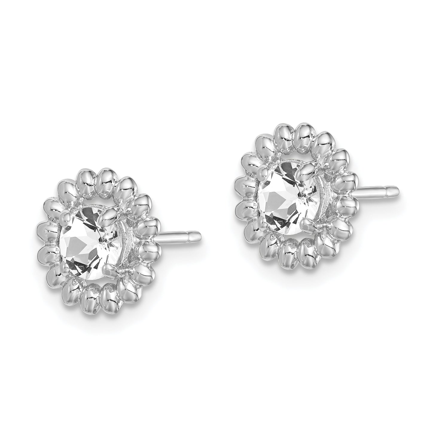 Sterling Silver Rhodium Plated White Topaz Earrings