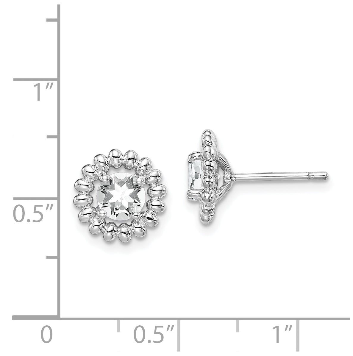 Sterling Silver Rhodium Plated White Topaz Earrings