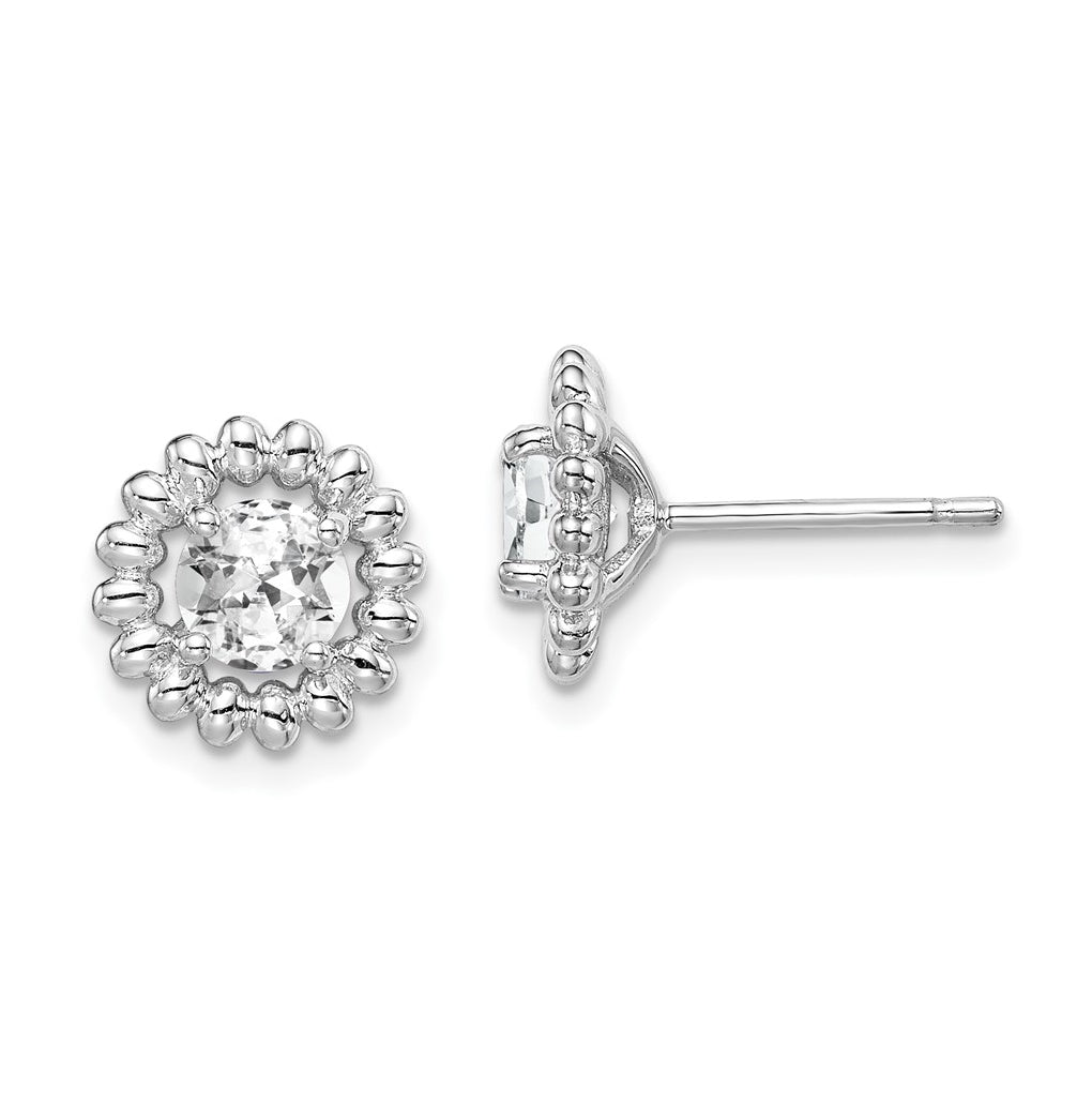 Sterling Silver Rhodium Plated White Topaz Earrings