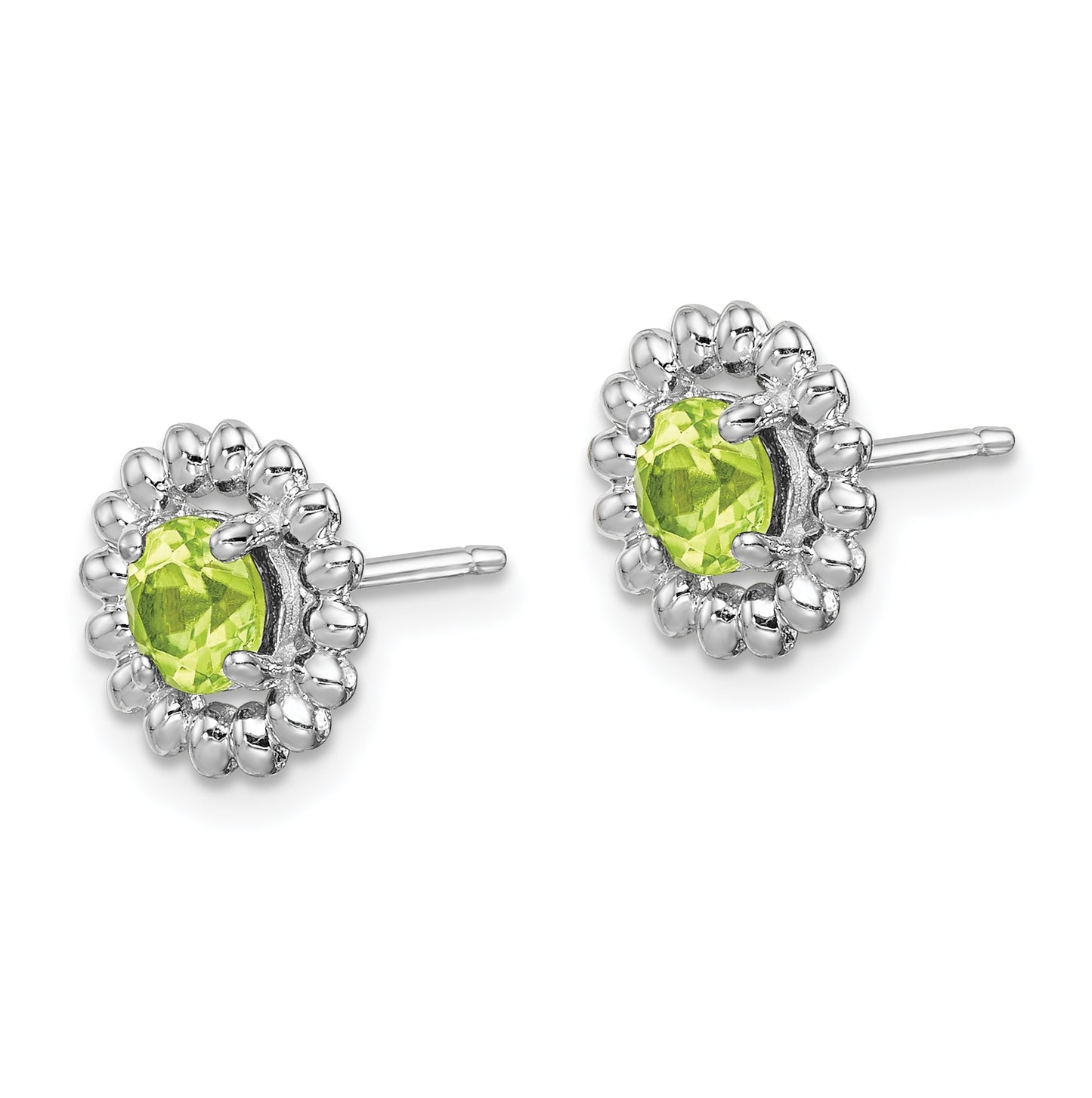 Sterling Silver Rhodium Plated Peridot Earrings