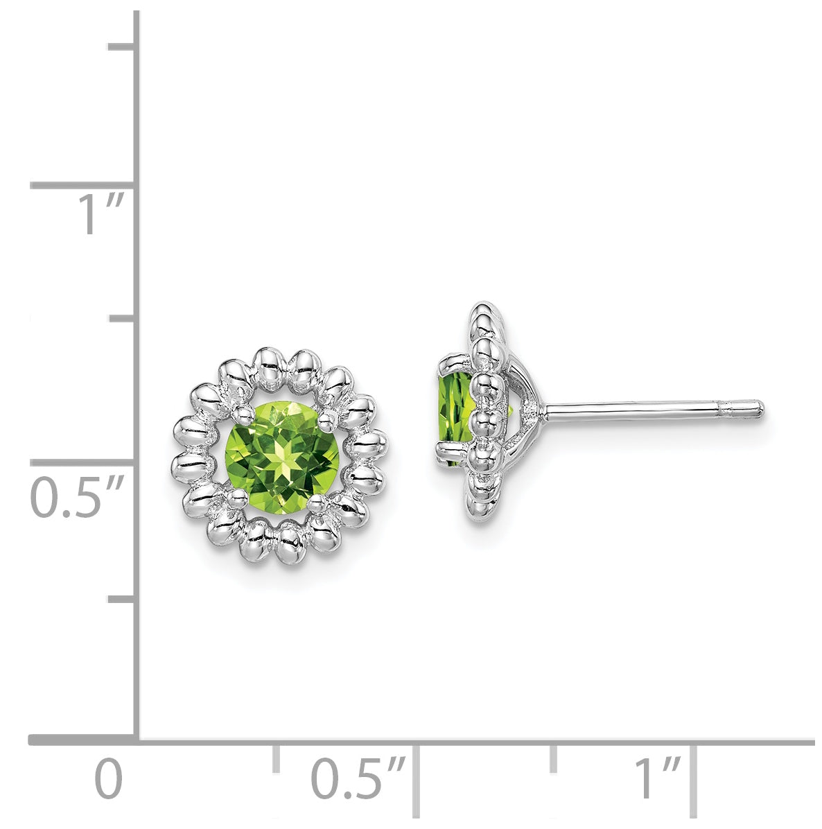 Sterling Silver Rhodium Plated Peridot Earrings