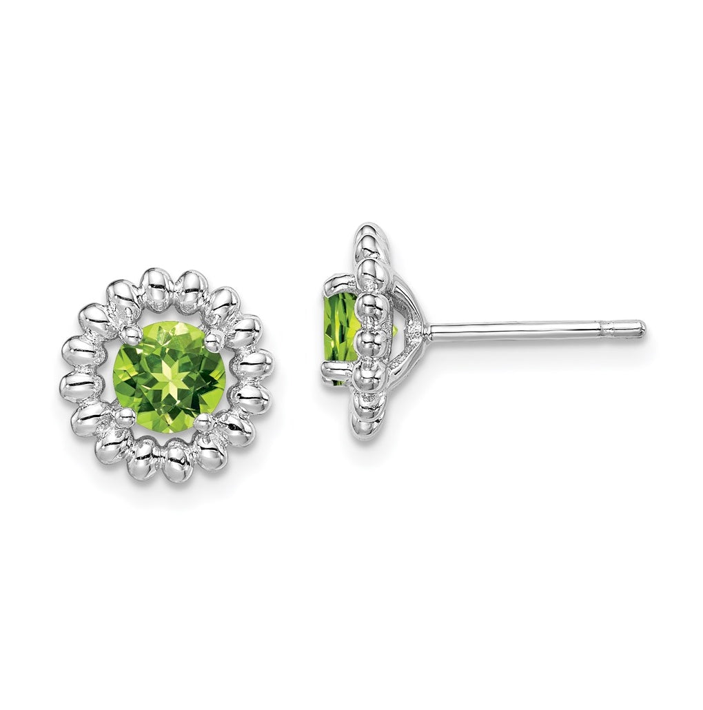 Sterling Silver Rhodium Plated Peridot Earrings