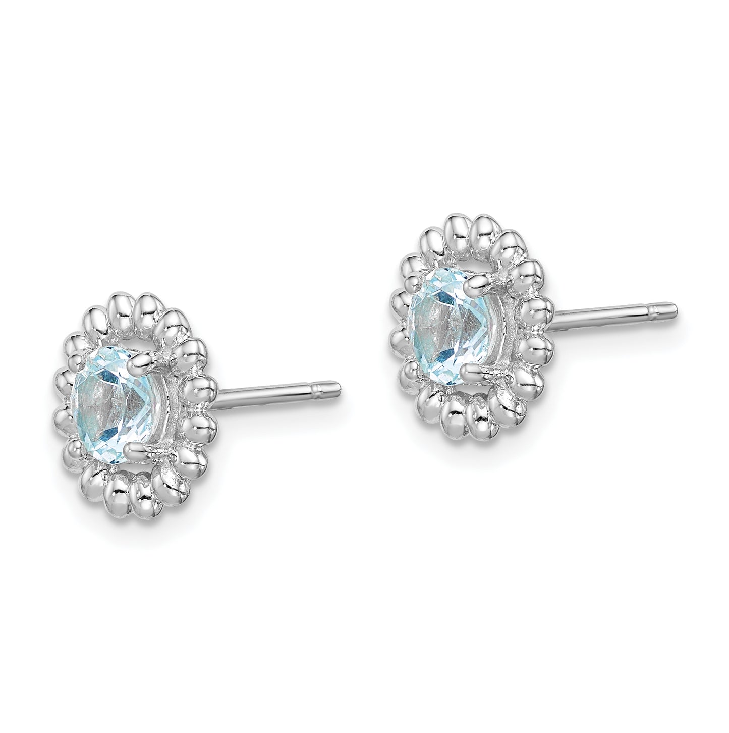 Sterling Silver Rhodium Plated Aquamarine Earrings