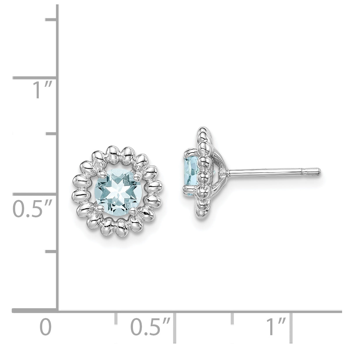 Sterling Silver Rhodium Plated Aquamarine Earrings