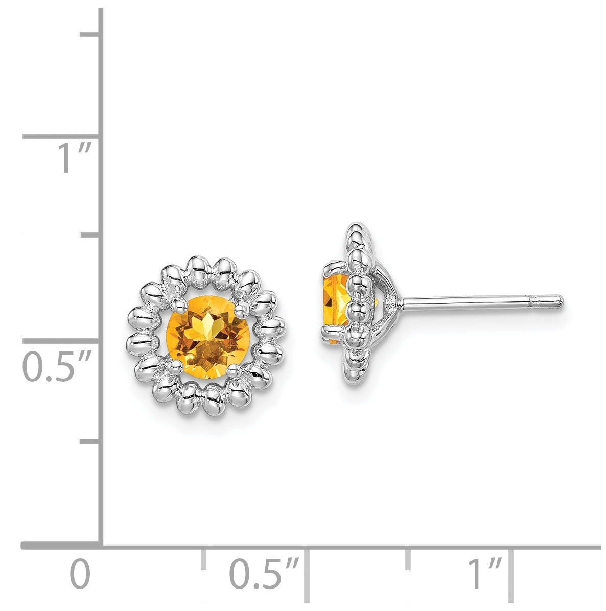 Sterling Silver Rhodium Plated Citrine Earrings