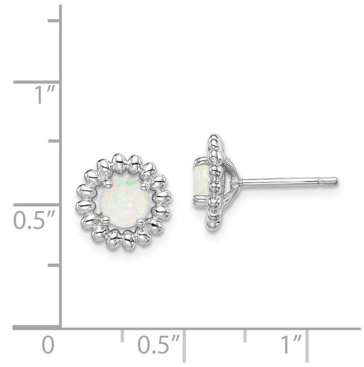 Sterling Silver Rhodium Plated Milky Opal Earrings