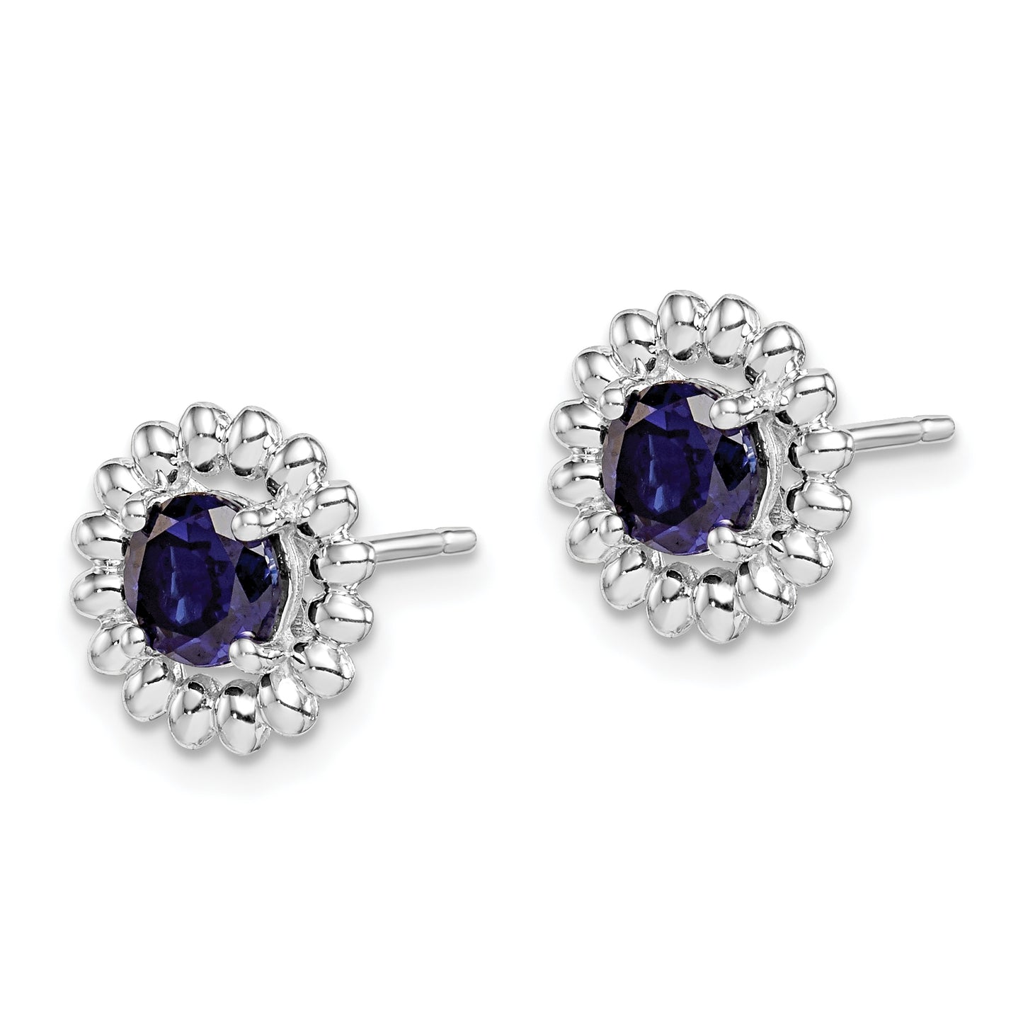 Sterling Silver Rhodium plated Created Sapphire Earrings