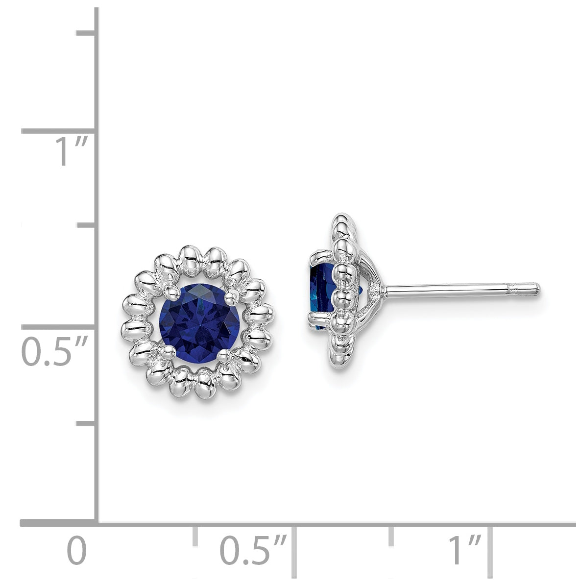 Sterling Silver Rhodium plated Created Sapphire Earrings