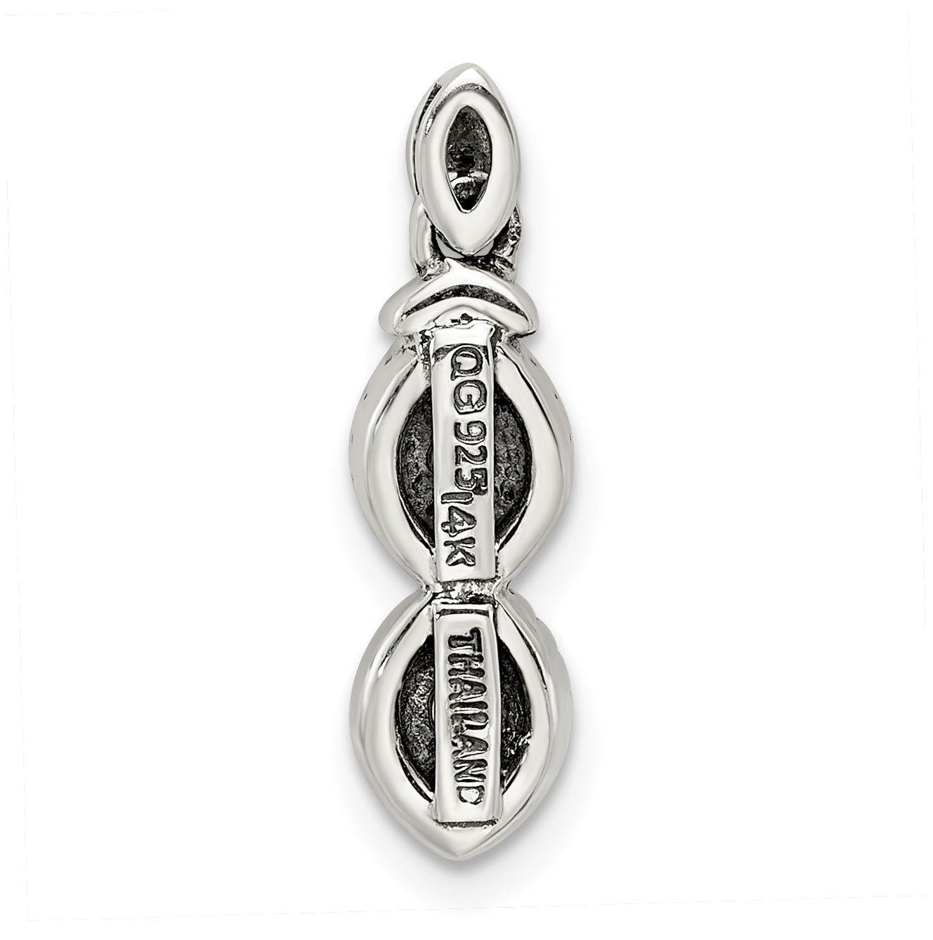 Sterling Silver Antiqued with 14k 2-stone with Diamond Mother's Pendant Semi-Mount