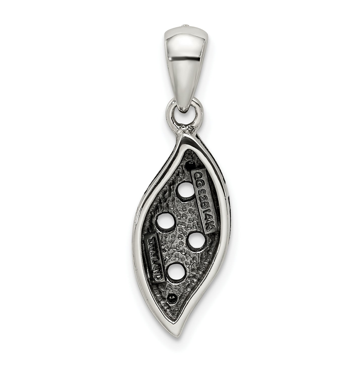 Sterling Silver Antique with 14k 4-stone with Diamond Family Pendant with 18in Chain