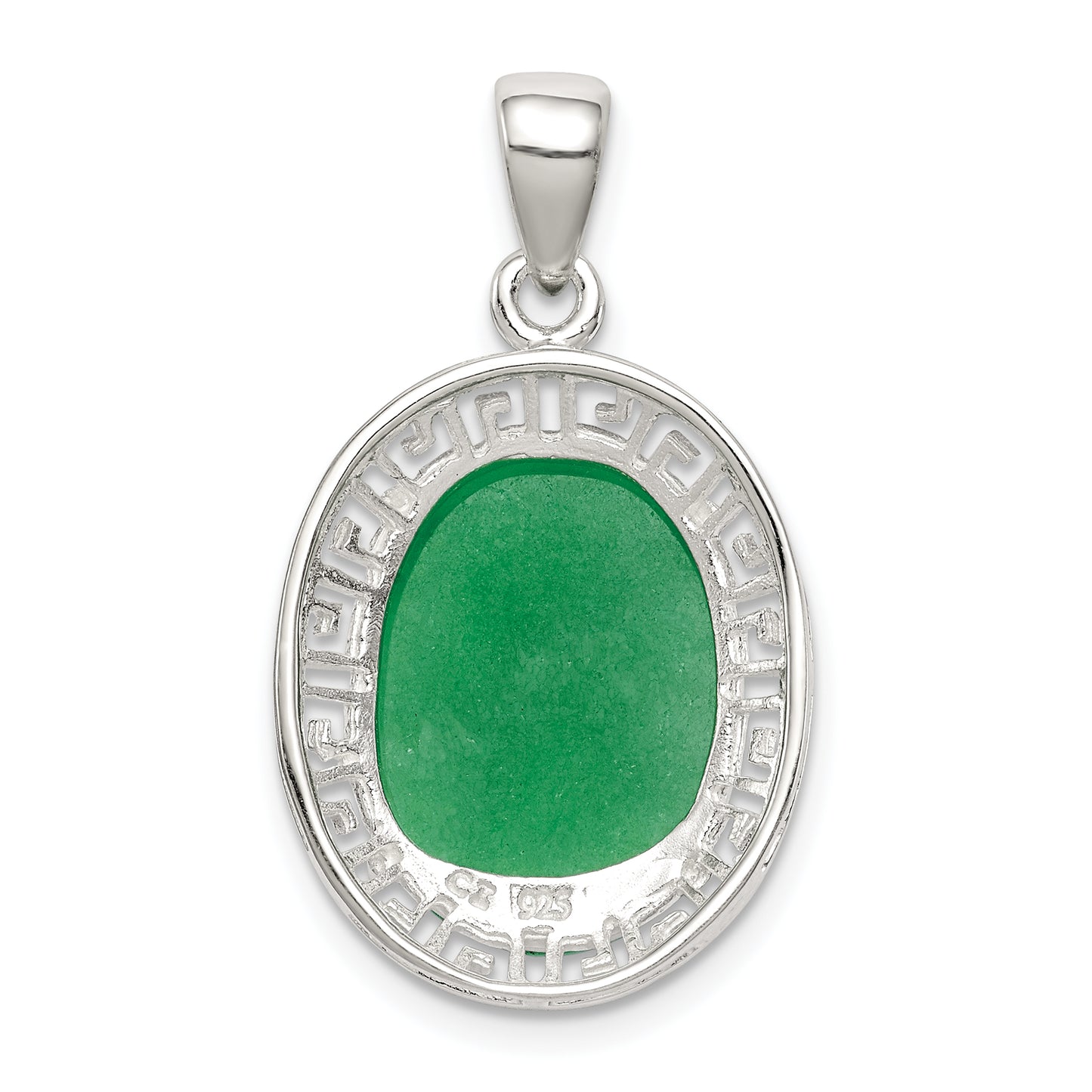 Sterling Silver Jade Greek Key Pendant