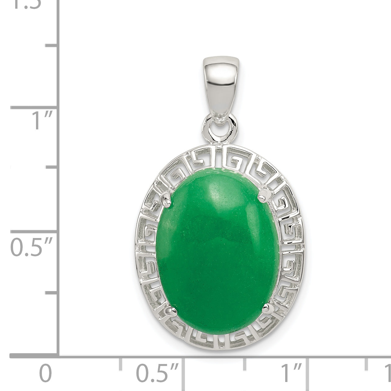 Sterling Silver Jade Greek Key Pendant