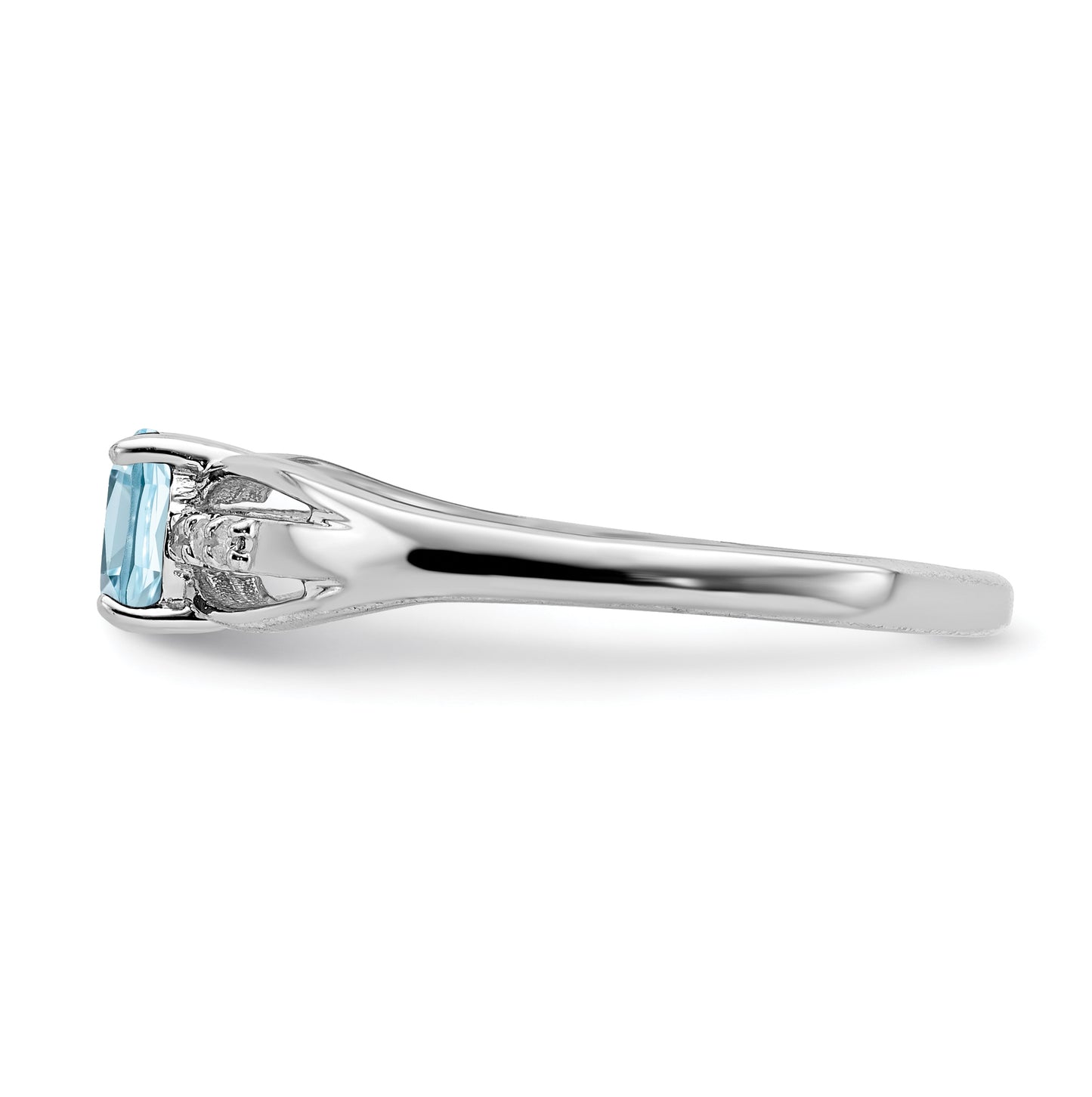 Sterling Silver Rhodium Plated Diamond Light Swiss Blue Topaz Ring, Size 6