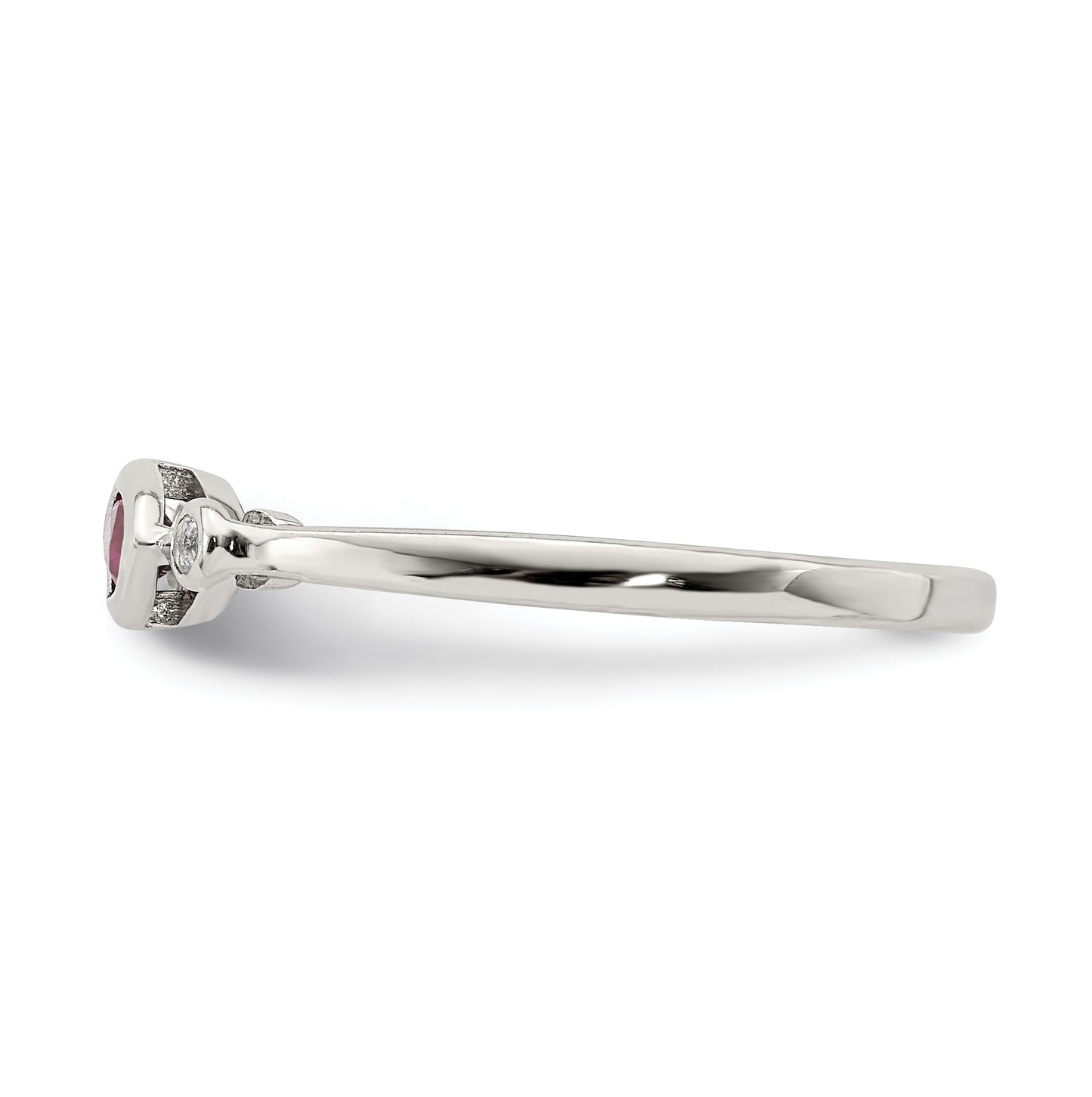 Sterling Silver Rhodium Plated Polished Created Ruby and White Topaz Ring, Size 6