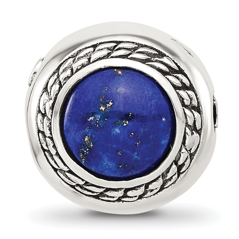 Sterling Silver Reflections Lapis Lazuli Lucky Stone Hinged Bead