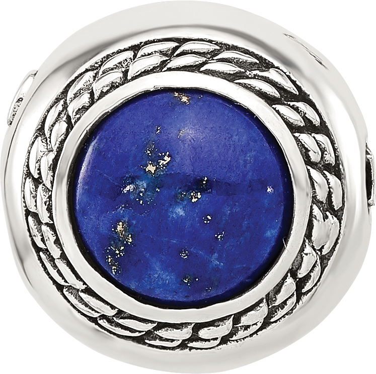 Sterling Silver Reflections Lapis Lazuli Lucky Stone Hinged Bead