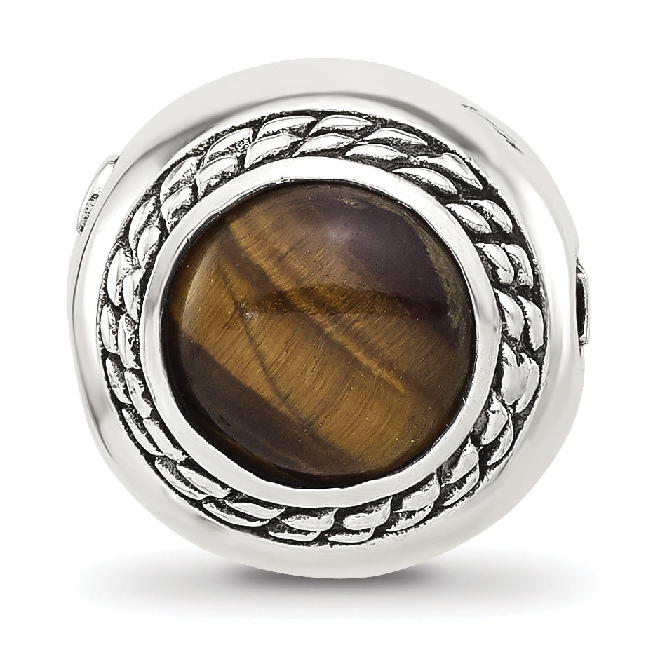 Sterling Silver Reflections Tigers Eye Lucky Stone Hinged Bead