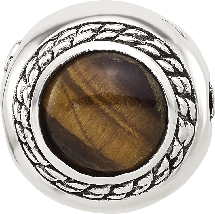 Sterling Silver Reflections Tigers Eye Lucky Stone Hinged Bead