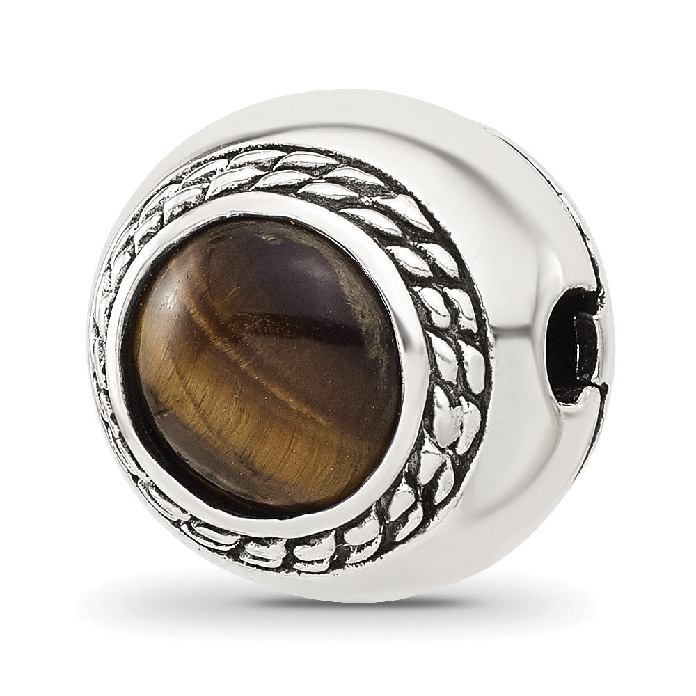 Sterling Silver Reflections Tigers Eye Lucky Stone Hinged Bead