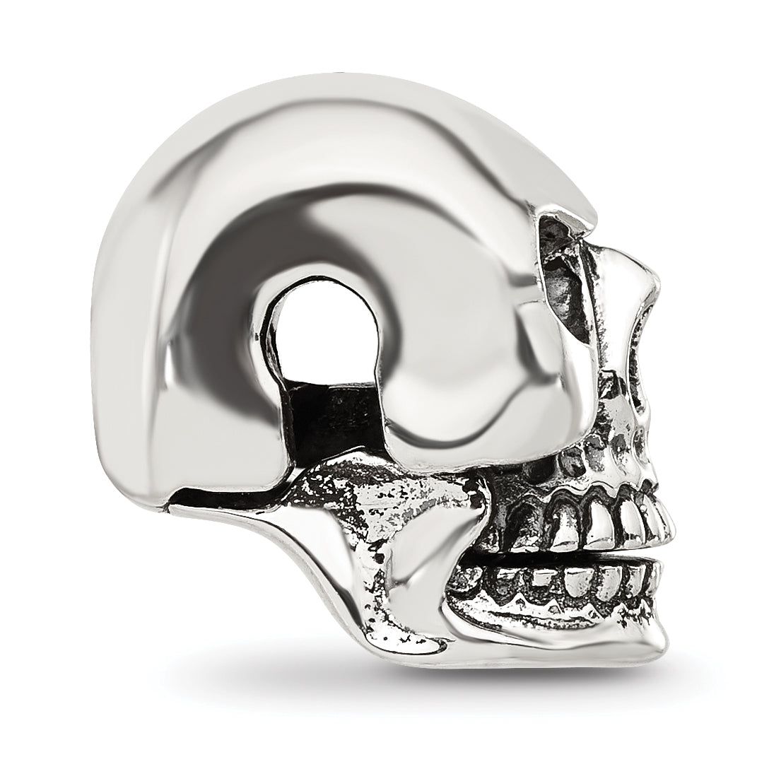 Sterling Silver Reflections Antiqued Skull Hinged Bead