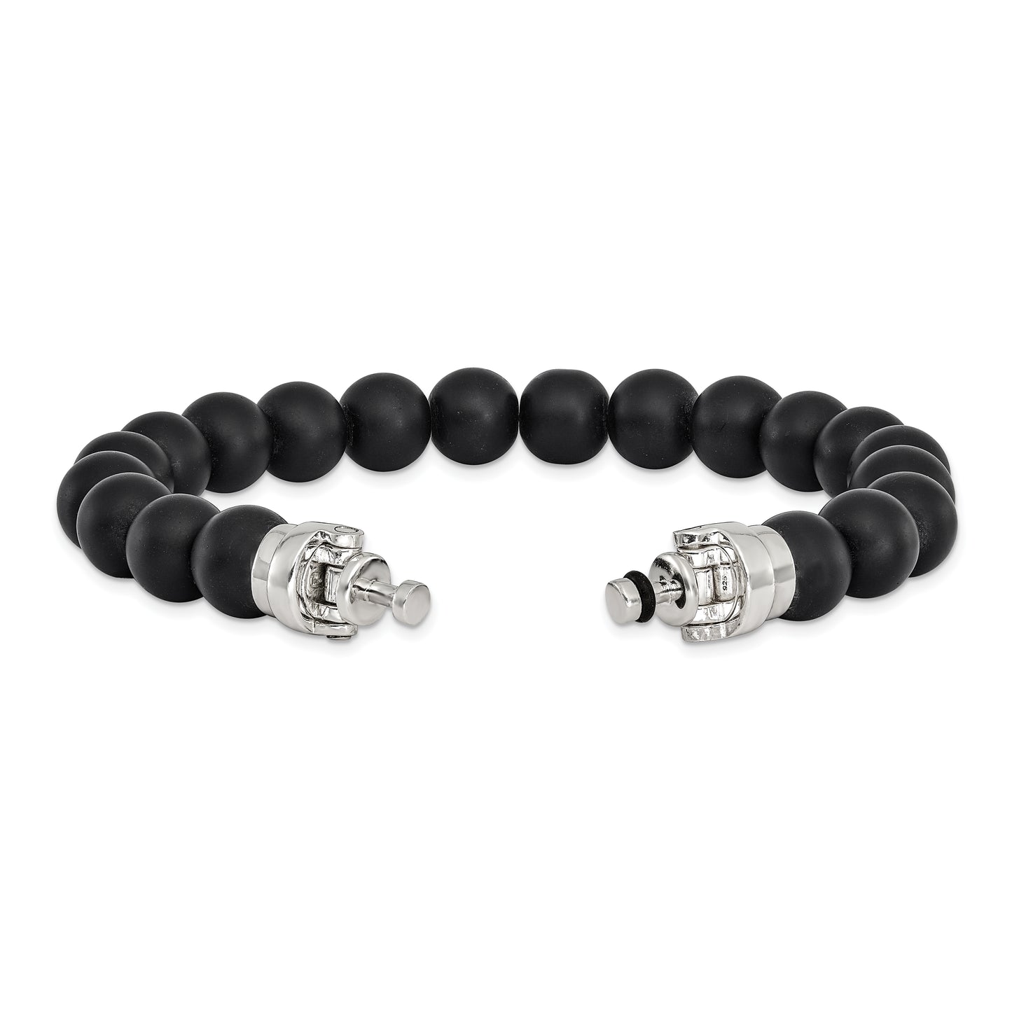 Sterling Silver Reflections 10mm Matte Black Onyx Beaded 8in Bracelet/Bead not included, sold seperately