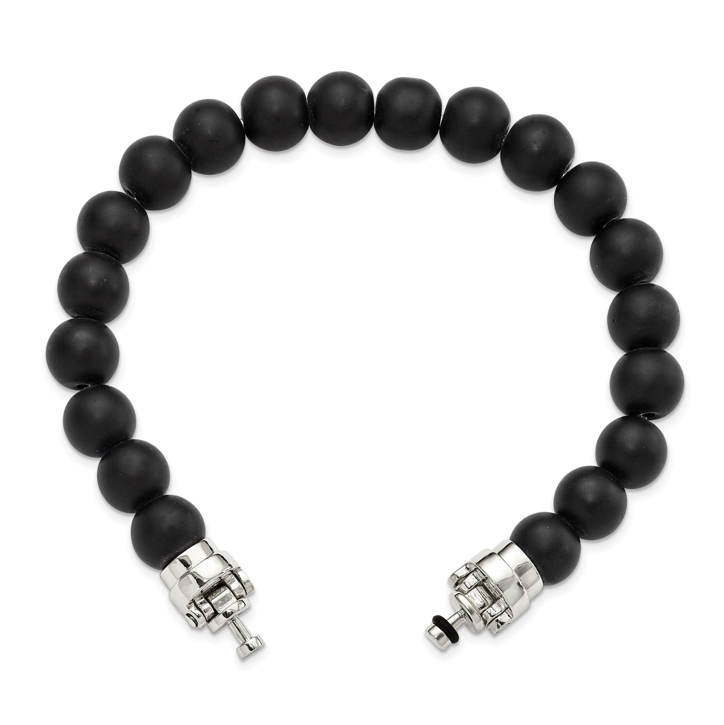 Sterling Silver Reflections 10mm Matte Black Onyx Beaded 8in Bracelet/Bead not included, sold seperately