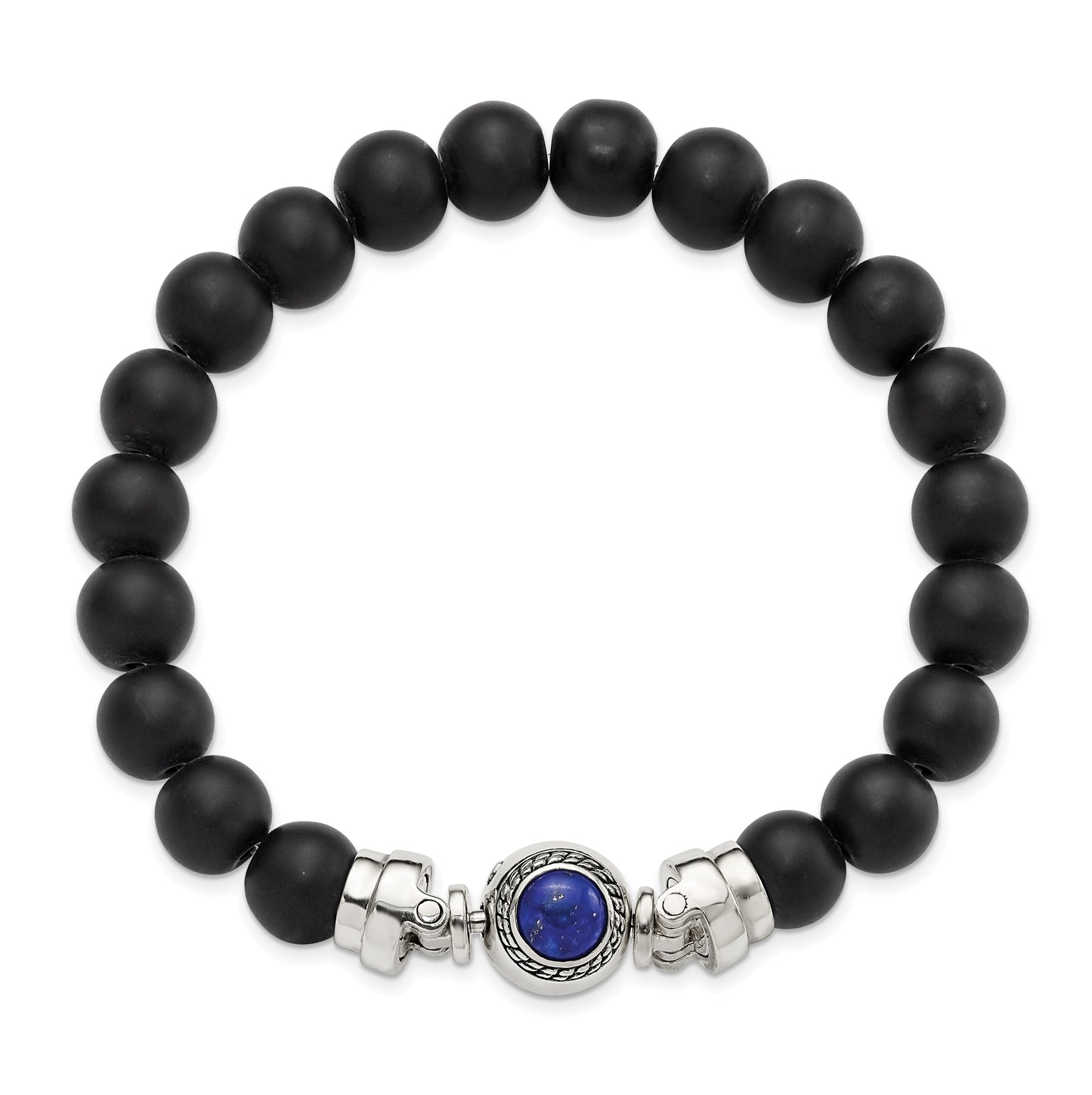 Sterling Silver Reflections 10mm Matte Black Onyx Beaded 8in Bracelet/Bead not included, sold seperately